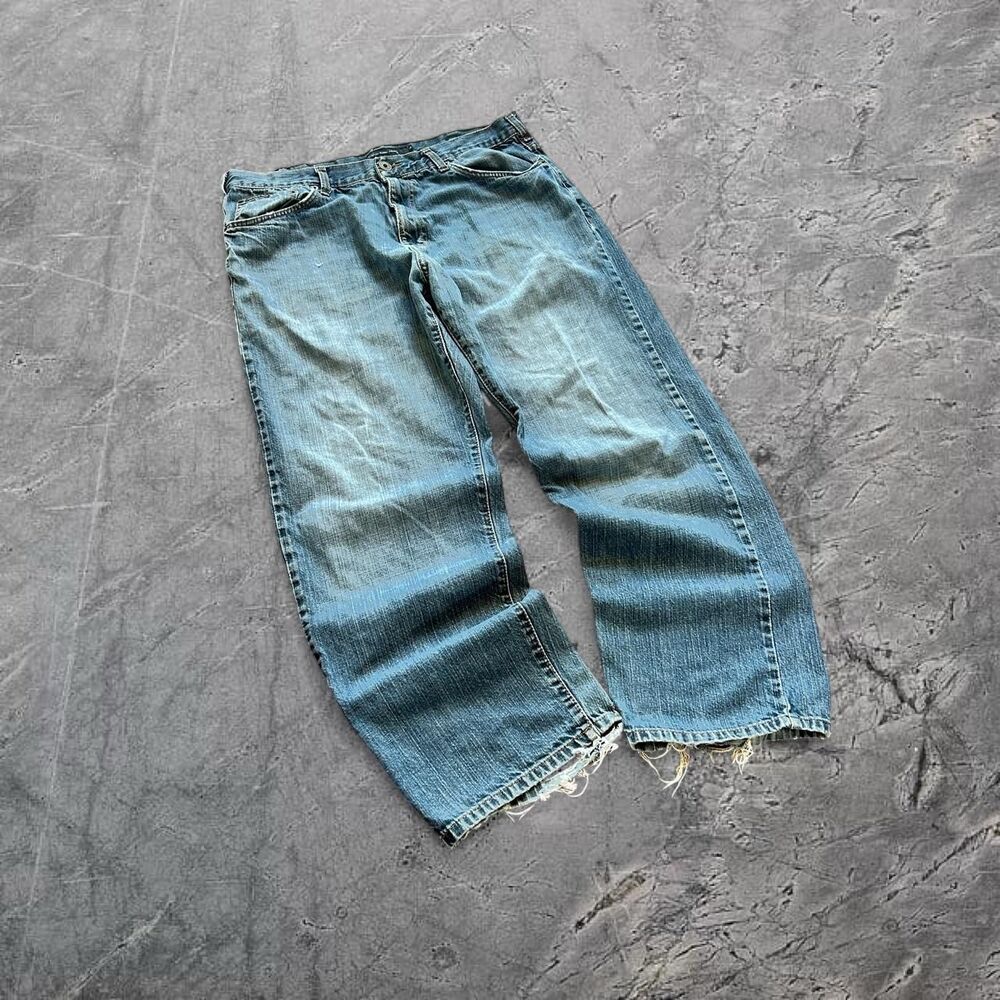 Calvin Klein vtg 00s super baggy wide leg faded and distressed skater jeans